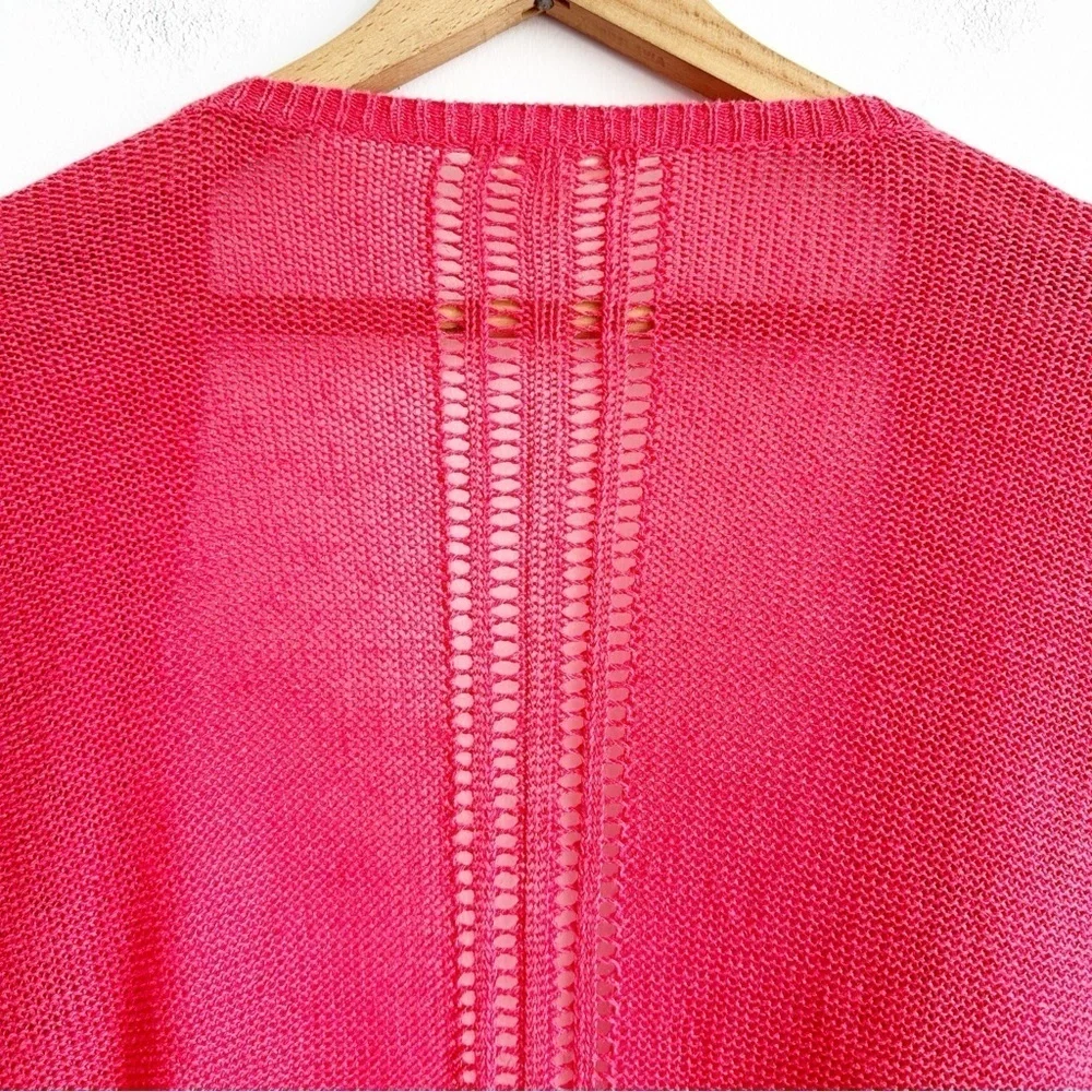 Eileen fisher open front cardigan Sweater Lightweight Linen Salmon Pink Large